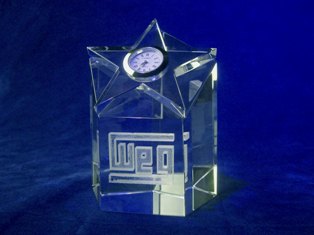 publicidad en cristales 3D Láser Reloj