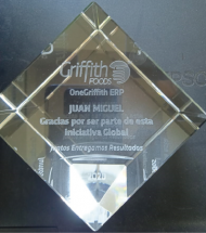 Reconocimientos Cristal Grabado 3D Laser Griffith Foods
